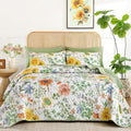 Yiran Sage Green Full Size Quilt, Sunflower Floral Bedspread Bedding Set | 3 by Yiran