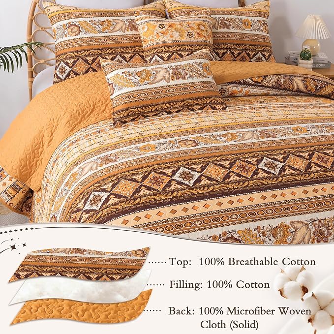 VAPUTAR 100% Cotton Face Bedspreads Queen Size, Exquisite Queen Quilt Sets | - Image 3