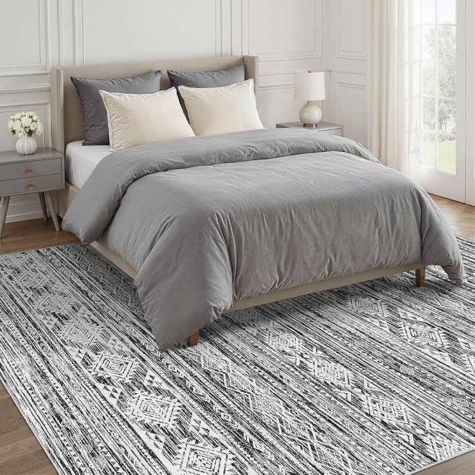 Nakagishi Area Rug Living Room Rugs: 7X9 Machine Washable Boho Large Neutral - Image 6