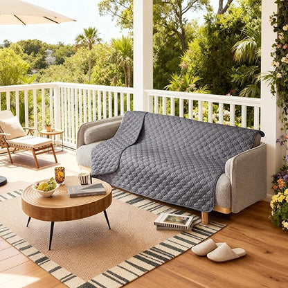 gogobunny 3X Stronger Waterproof Pet Blanket, Scratch Proof Furniture Protector for Dogs Cats, Reversible Cover 82x82 Inch, Dark Grey