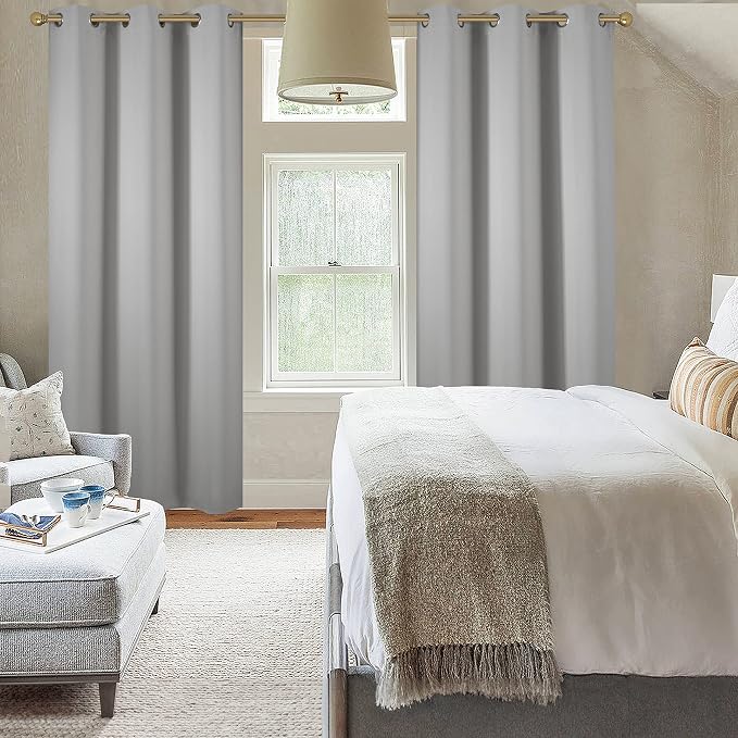 Diraysid Light Grey Grommet Blackout Curtains - Image 8