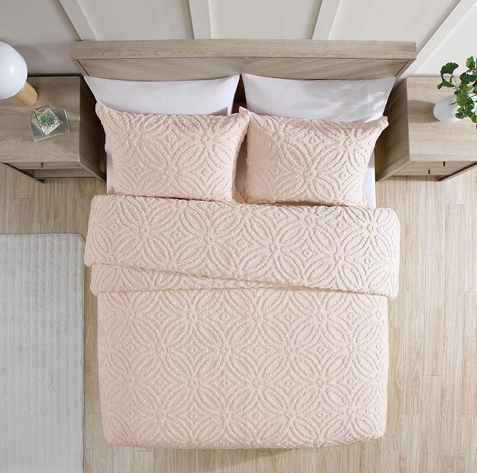 Beatrice Home Fashions Wedding Ring Standard Cotton Chenille Sham, Blush | - Image 2
