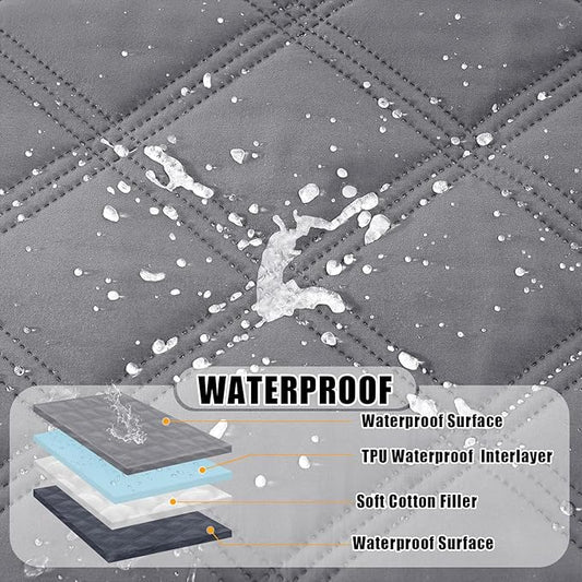 Smiry Waterproof Dog Bed Cover Blanket 52x82, Soft Reversible Pet Blanket, Washable Leakproof Cats Dogs Couch Cover for Sofa, Couch, Furniture, Lattice, Grey/Dark Grey