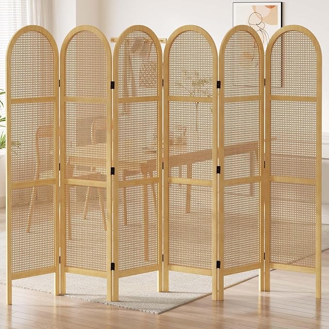 Svimi Room Dividers and Folding Privacy Screens, 5.6 Ft Double Hinged Rattan - Image 8