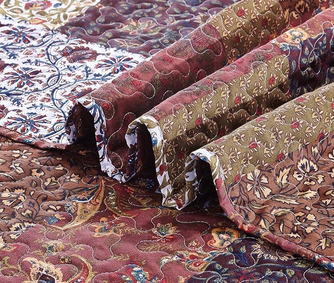 SLPR - Red Riches Patchwork Quilt Set, Fall Bedding, King - Image 6