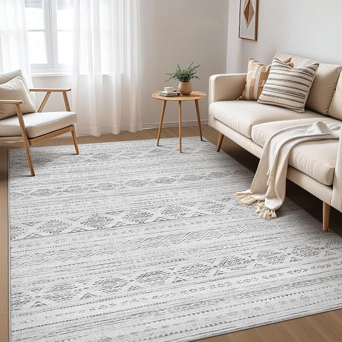 Nakagishi 6x9 Area Rugs Living Room: Washable Boho Large Neutral Soft Farmhouse - Image 2