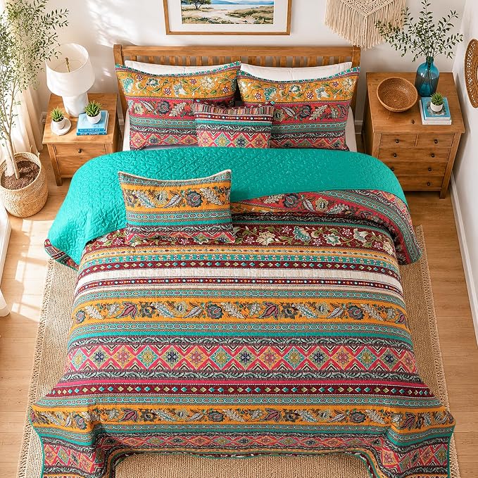 VAPUTAR 100% Cotton Face Quilt King Size, Exquisite King Quilt Bedding Set | - Image 3