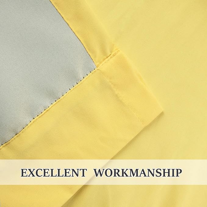 Blackout Window Curtains Bright Yellow, Rustic Rod Pocket Drapes - Image 7