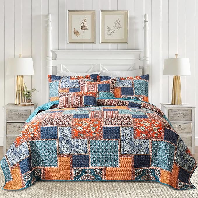 BEDIFANY Farmhouse King Size Quilt Sets, 100% Cotton Cover Bedspread King | by BEDIFANY