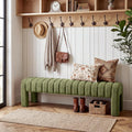 63" Boucle Bed Bench, Cute Upholstered Channel Tufted Bench by Zibeths