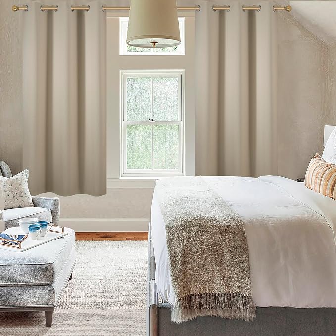 Diraysid Beige Grommet Blackout Curtains - Image 7