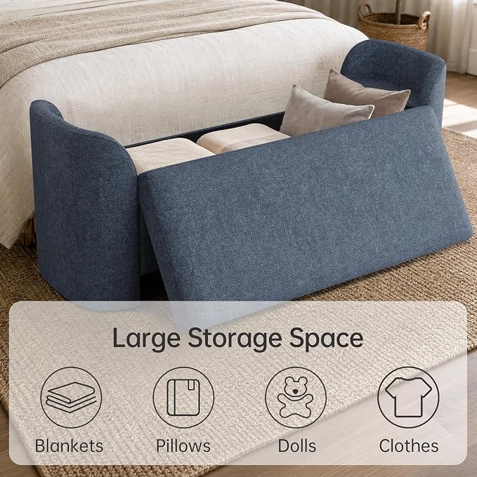 Usaint 58.3" Upholstered Storage Ottoman Bench - Image 6