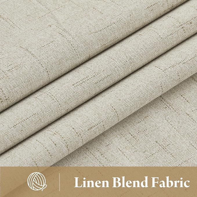 RYB HOME Blackout Curtains 108 inches Long, Thermal Insulated Natural Linen - Image 2