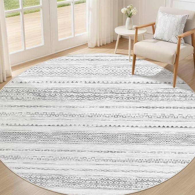 Nakagishi Area Rug Living Room Rugs: 4X4 Machine Washable Boho Large Neutral by NakagishiAreaRug