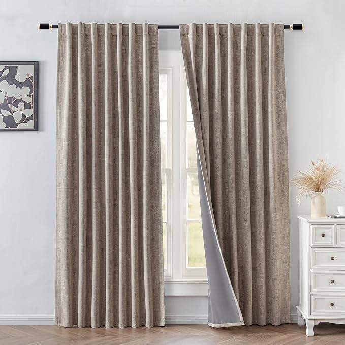 IGEMAEVE Blackout Curtains for Bedroom Grommets Linen 52" W x 108" L | Living - Image 2