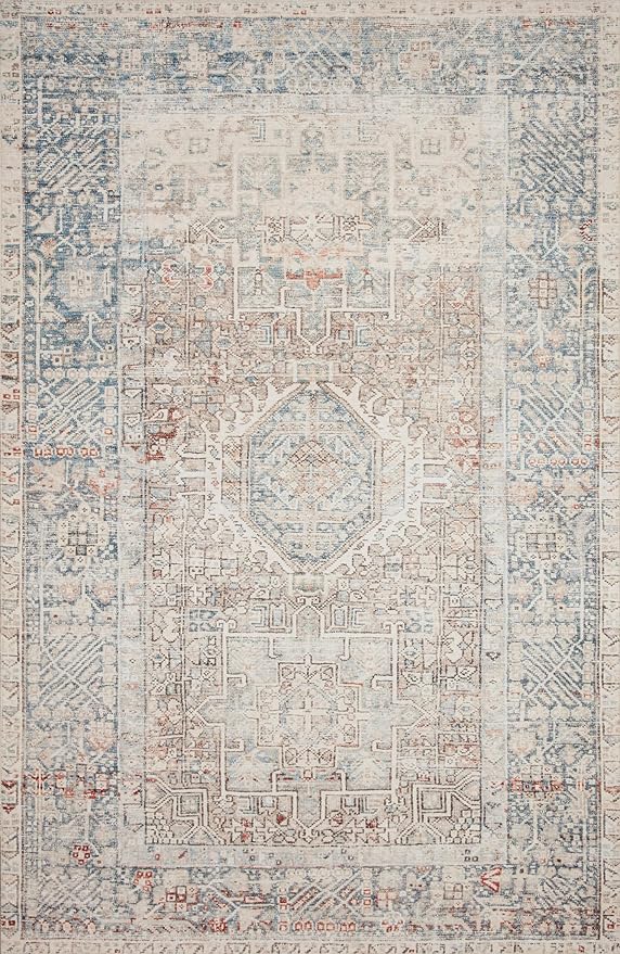 Loloi Chris Loves Julia Jules Collection JUL-07 Natural/Ocean 2'-6'' x 7'-6'', .13" Pile Height, Runner Rug