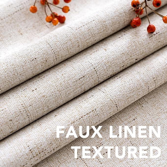 H.VERSAILTEX Linen Blackout Curtains 45 Inches Long 100% Blackout Thermal - Image 4