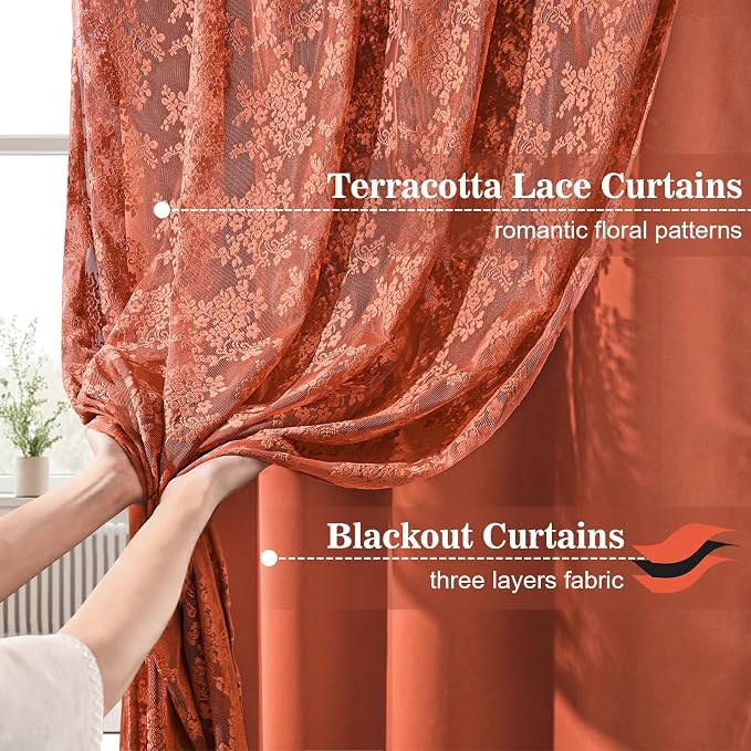 Yinhua Terracotta Curtains for Living Room Double Layer Curtain - Image 3