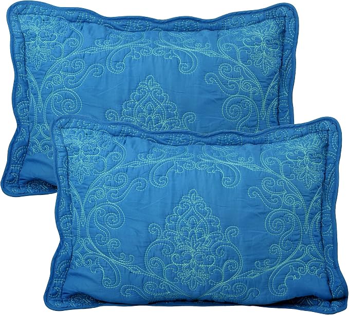 Home Soft Things Damask 4 Piece Bedspread Set, Scalloped Edge Reversible Quilt - Image 4