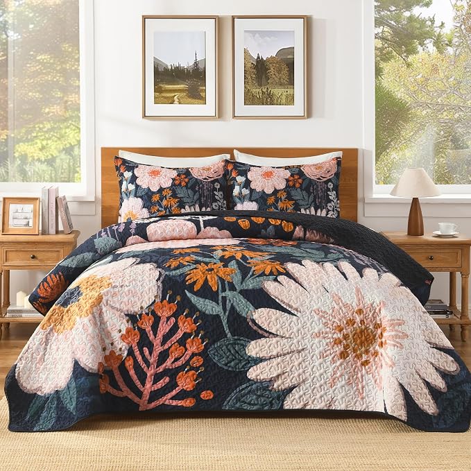 Quilt King Size, Reversible Polyester Coverlet Set by Andency