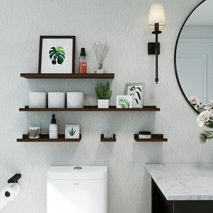 Small Walnut Floating Shelves for Wall, 4 in Shelf - Image 4