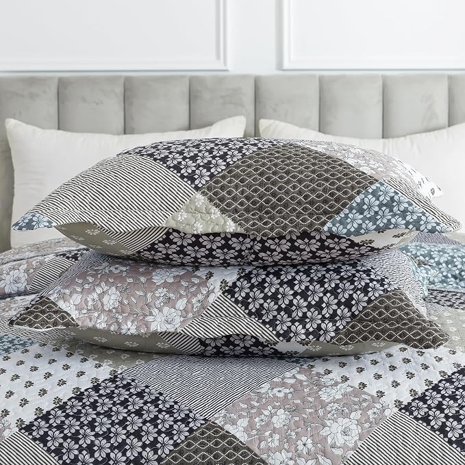 Etwel Lightweight Patchwork King Size Quilt Set - Image 7