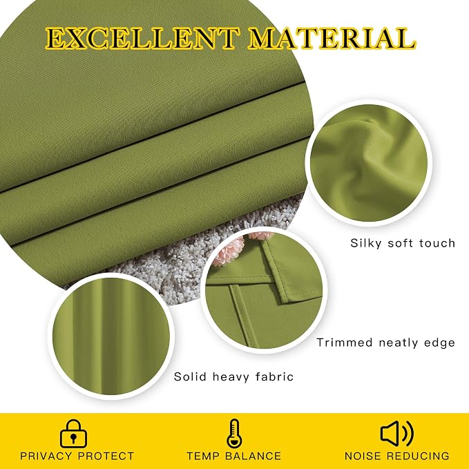 NICETOWN Fresh Green Room Darkening Curtains 102 inch Length, Grommet Energy - Image 4