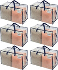 VENO 6 Pack Clear Extra Large Moving Bags & Storage Totes, Heavy Duty Organizer by Veno