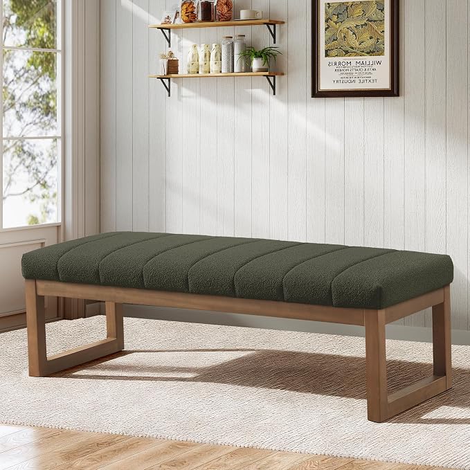 Zihanhome 52.7" Bedroom Bench for End of Bed, Modern Upholstered Teddy Fabric - Image 3