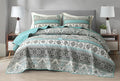 Chezmoi Collection Herald 3-Piece Printed Quilt Set, Aqua Blue Black White Boho by ChezmoiCollection