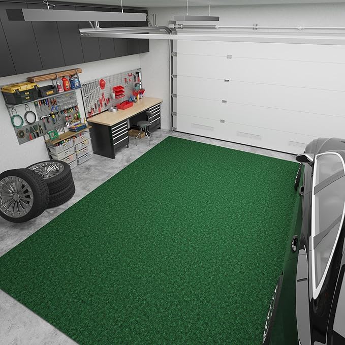 Ottomanson 6'6" x 30' Hallway Runner with Scraper Pile - Extra Durable Non-Slip Rug Mat for Indoor & Outdoor Use - Ideal for Kitchen, Entryway & Garage - High-Traffic Carpet, Green