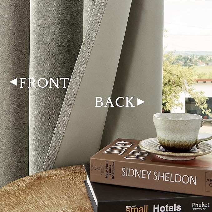 ChrisDowa 100% Blackout Sand Solid Curtains 45 Inches Long 2 Panels for Bedroom Living Room,Farmhouse Room Darkening Thermal Insulated Soundproof Grommet Top Window Treatment Drapes,52x45
