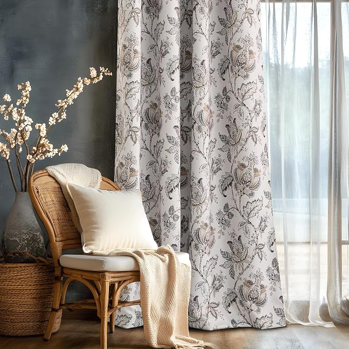 NICETOWN Blackout Curtains for Living Room W52 x L63 1 Pair, Floral Printed - Image 8