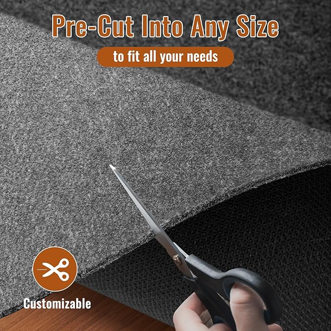 Felt Rug Pad, 5 x 8 Ft Rubber Non-Slip Rug Pad Gripper, Keep Rugs Secure and in Place, Extra Strong Under Carpet Mat Cushion - for All Floors