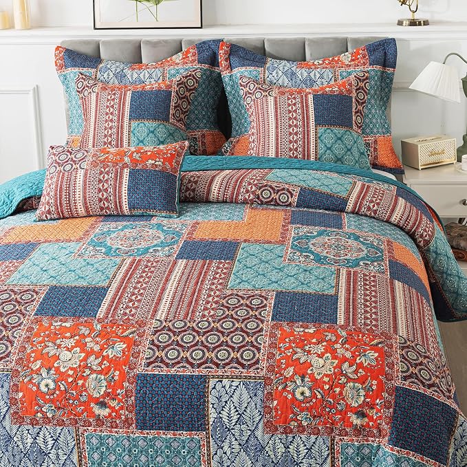 BEDIFANY Farmhouse King Size Quilt Sets, 100% Cotton Cover Bedspread King | - Image 2