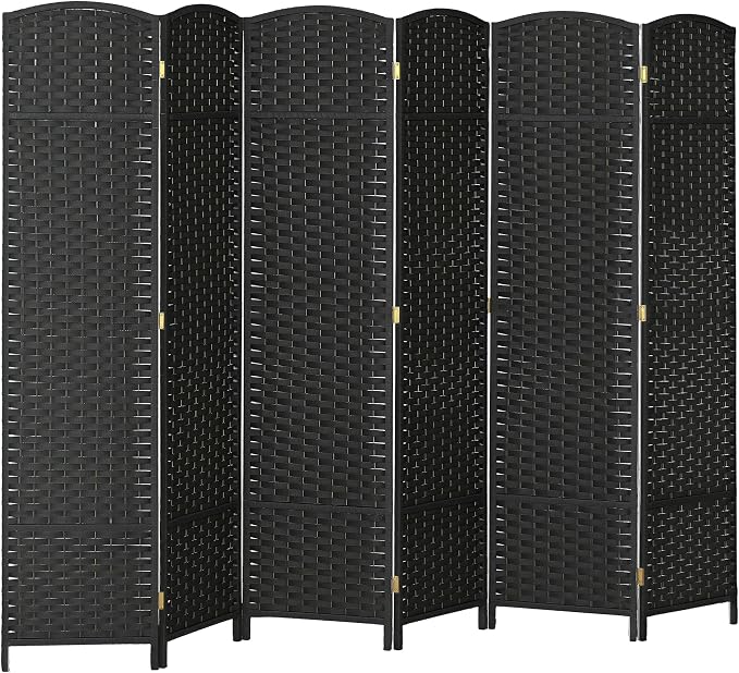 HOMCOM Room Divider 6 Panel Folding Privacy Screen 5.6' Tall Nature Wood | by HOMCOM