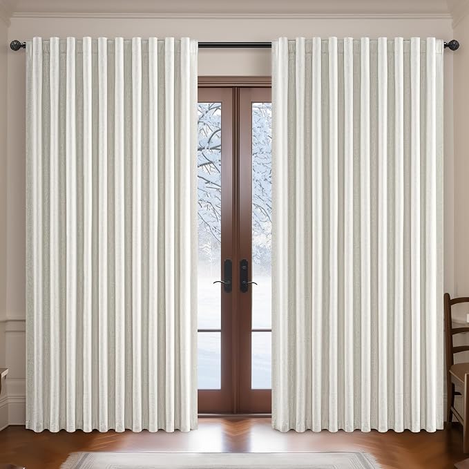 Extra Wide 100 Inch Blackout Curtains 96 Inches Long by QJMYDECO