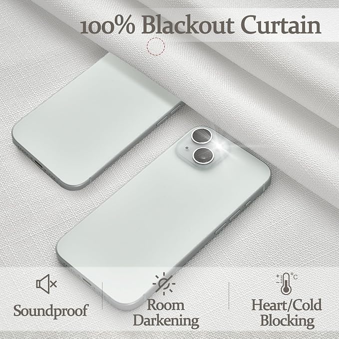Unique Pure White Double Layer Thick Linen Blackout Large 105 Inch Curtains - Image 3