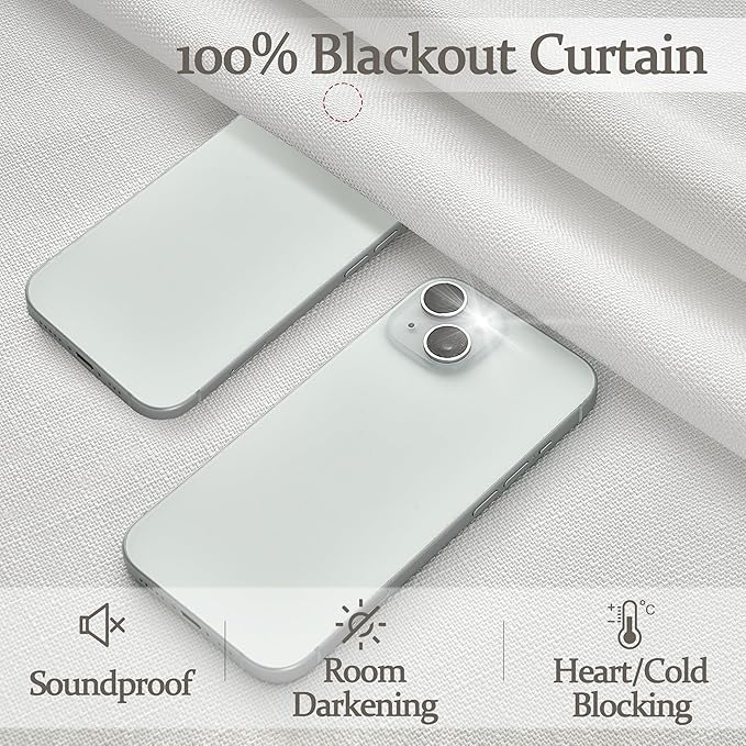 White Black Out Drapes 108 Inches Long 2 Panels - Image 3