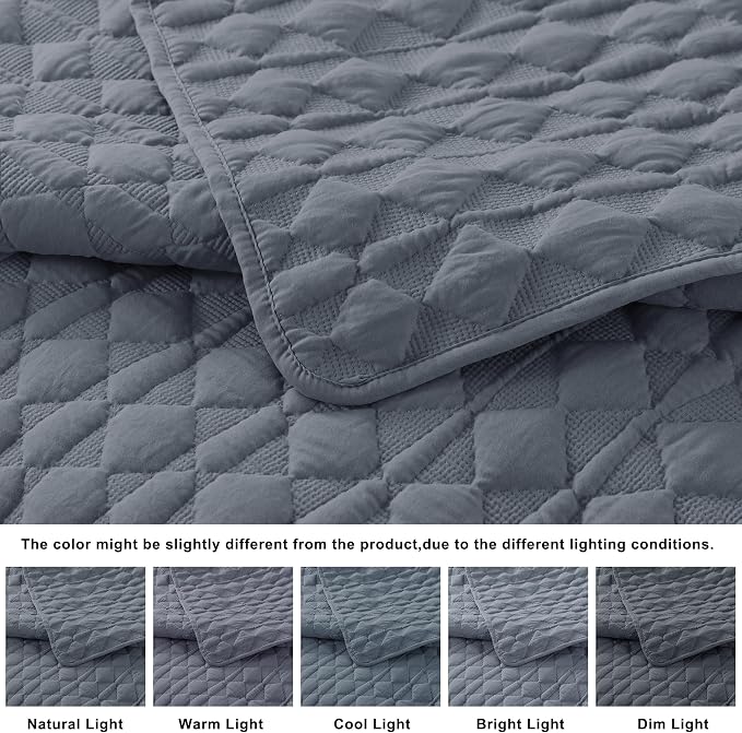 WDCOZY Blue Quilt King Size Bedding Sets - Image 3