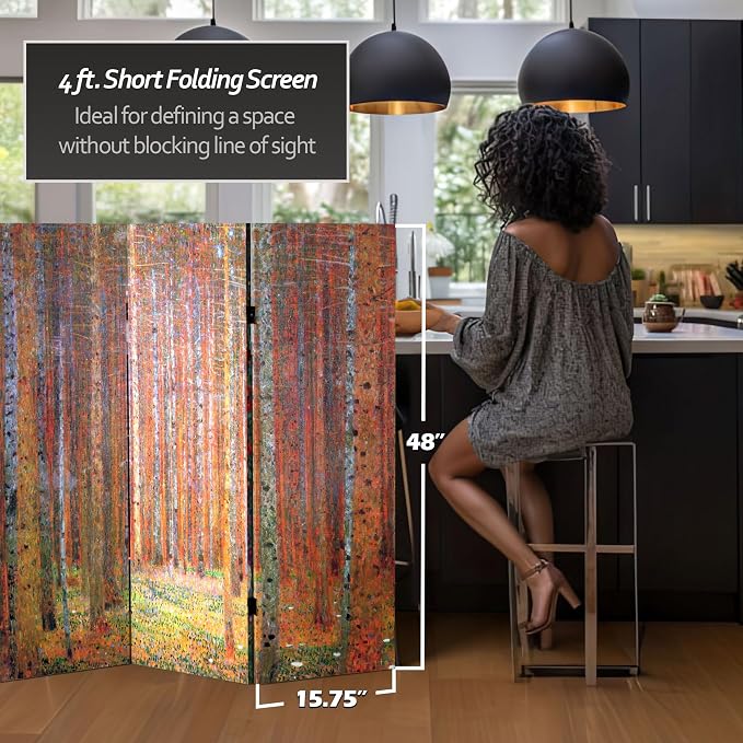 Red Lantern Double Sided Works of Klimt Room Divider - Image 5