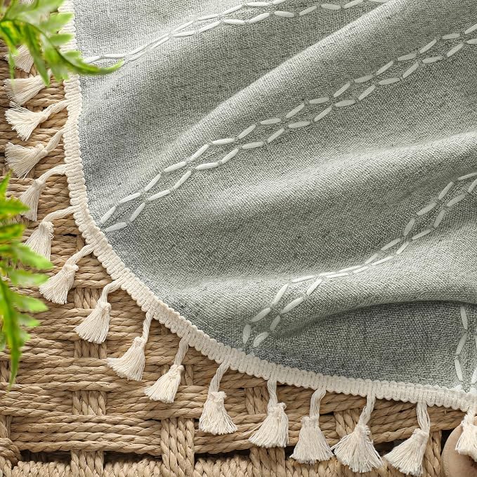 Sage Green Boho Blackout Curtains 84 Inch 2 Panels - Image 3