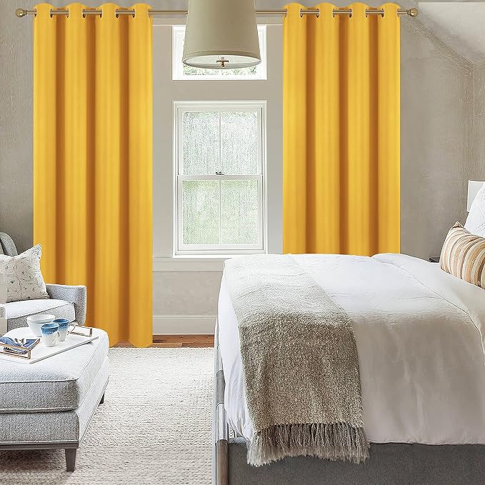 Diraysid Yellow Grommet Blackout Curtains - Image 4