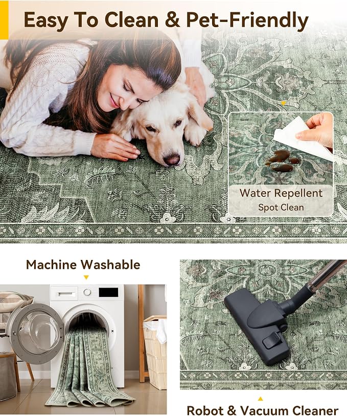 RELEANY Washable Area Rug, Large 10'x12', Water Repellent, Pet Friendly - Image 5