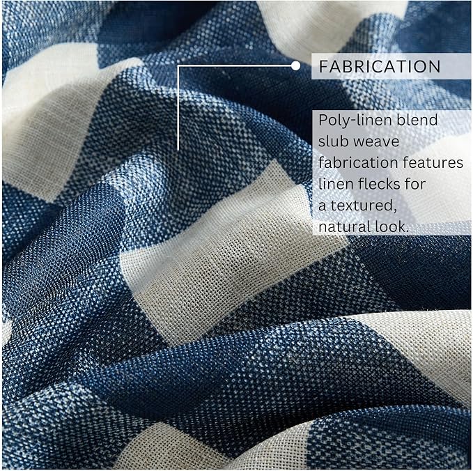 Grainger Buffalo Check Blackout Window Curtain, Indigo - Image 5