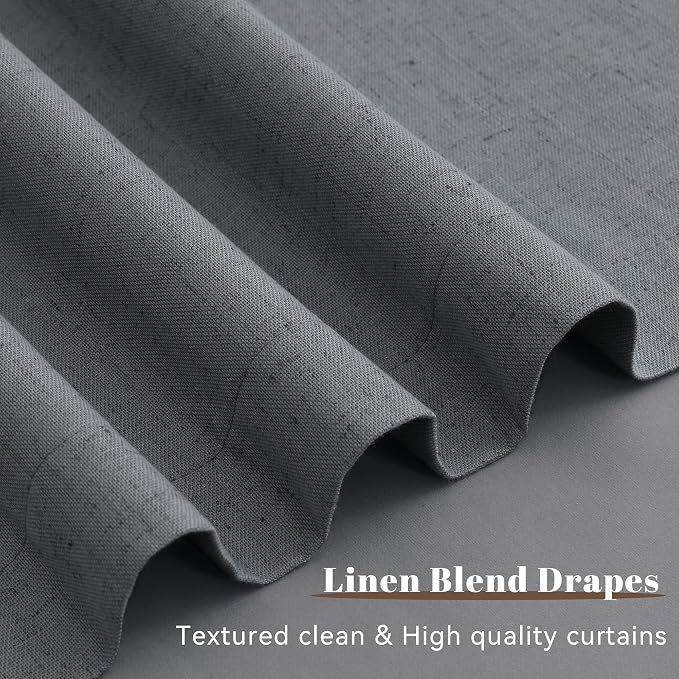 Grey Linen 100% Blackout Curtains - Image 8