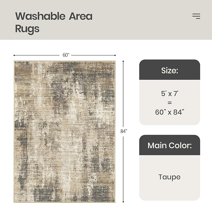 Washable Rugs 5x7, Abstract Large Area Rugs - Image 2
