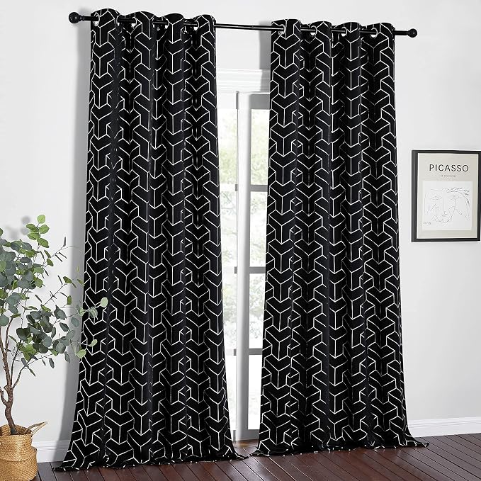 NICETOWN Blackout Curtains for Patio, Foil Printed Geometric Home Decoration - Image 8