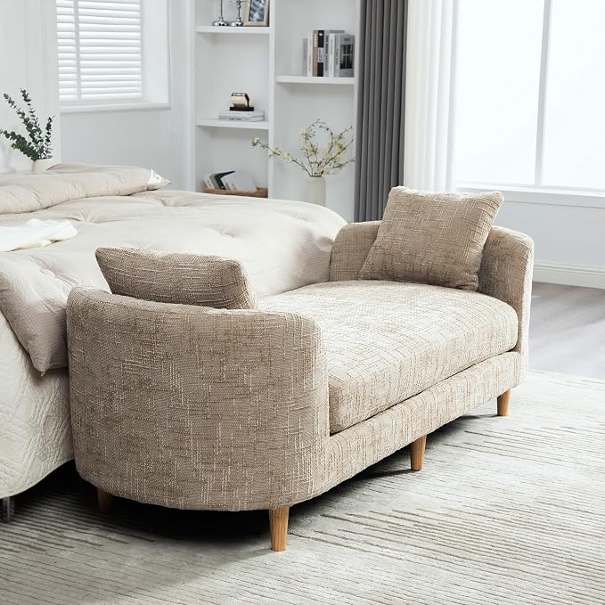 KEIKI Oversize 77.17" L Chenille End of Bed Bench Ottoman - Image 4