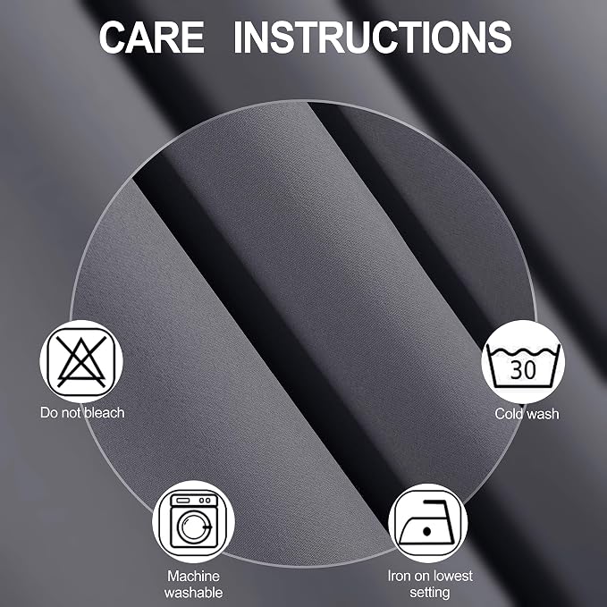 100% Blackout Curtains 52 x 63 Inch/Grey Curtains 2 Panels - Image 5